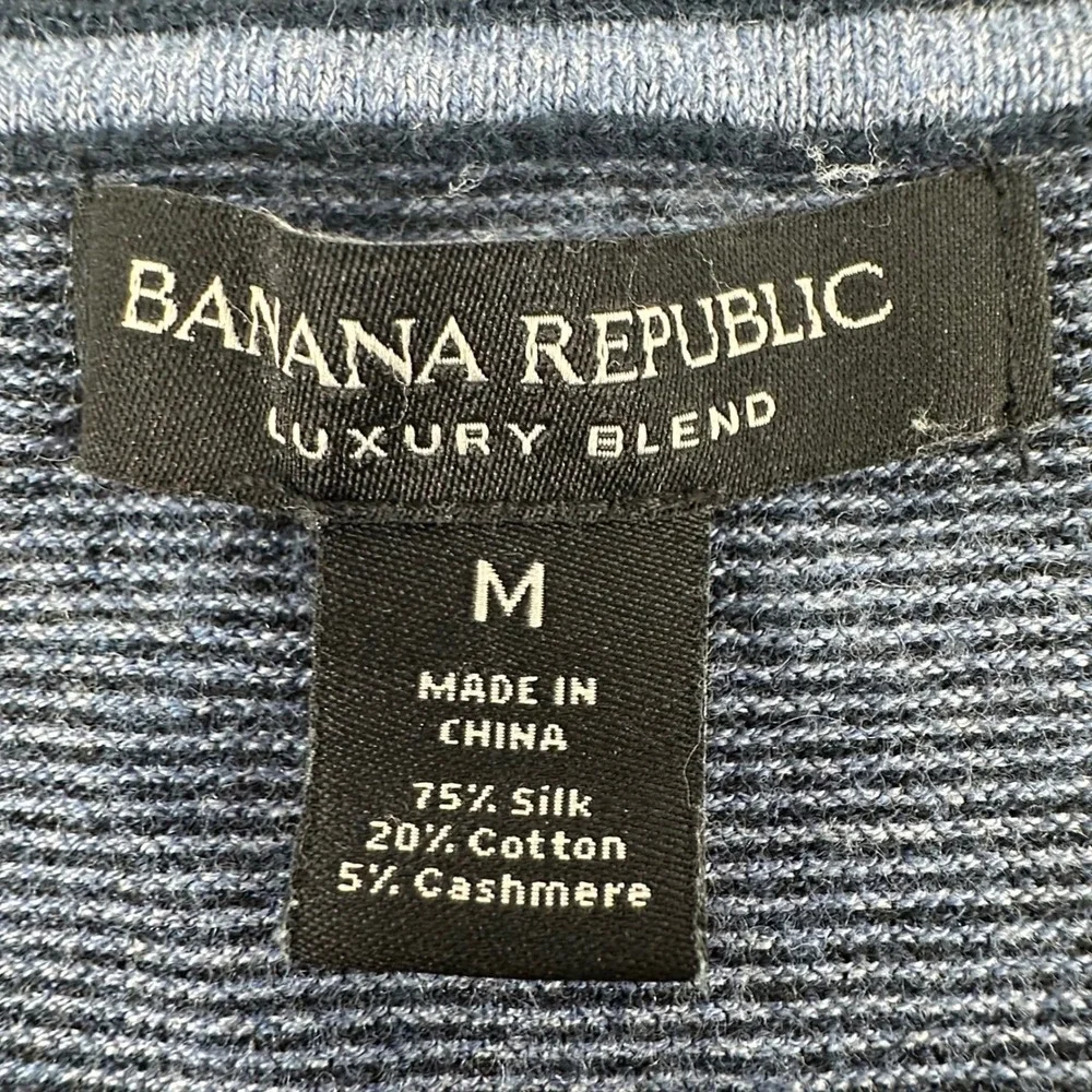 Banana Republic Sweater Silk Cashmere Luxury Blend Stripe Crewneck Layer Mens M